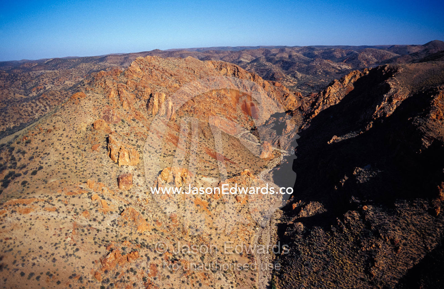 An aerial view of the remote and rugged Davenport Ranges. Davenport Ranges South Australia.