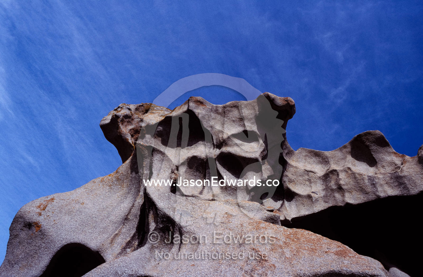 Erosion creates unusual shapes in the granite of the Remarkable Rocks. Kangaroo Island, South Australia.