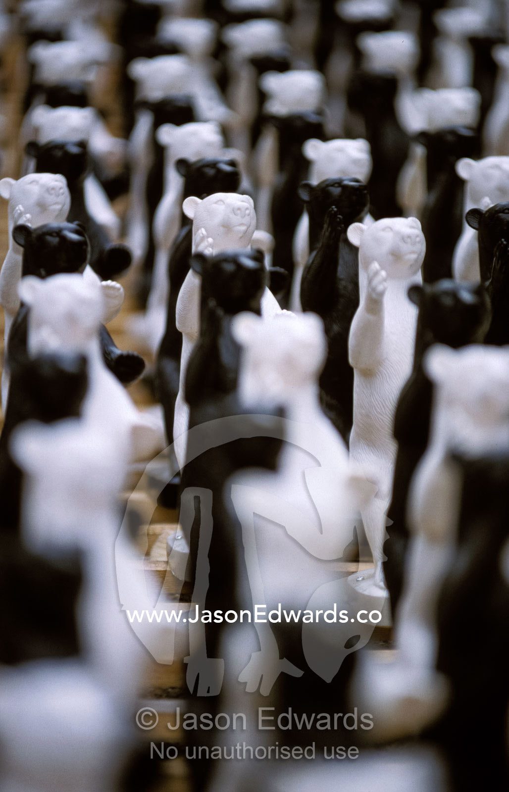 Black and white plastic bears form a public art display in Berlin. Berlin, Brandenburg, Germany.