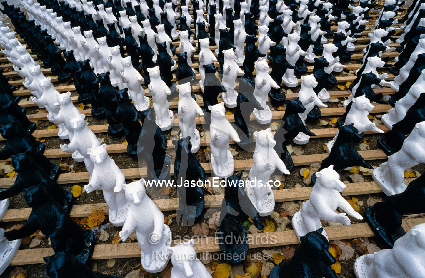 A public art display of plastic bears marching down Unter den Linden. Berlin, Brandenburg, Germany.