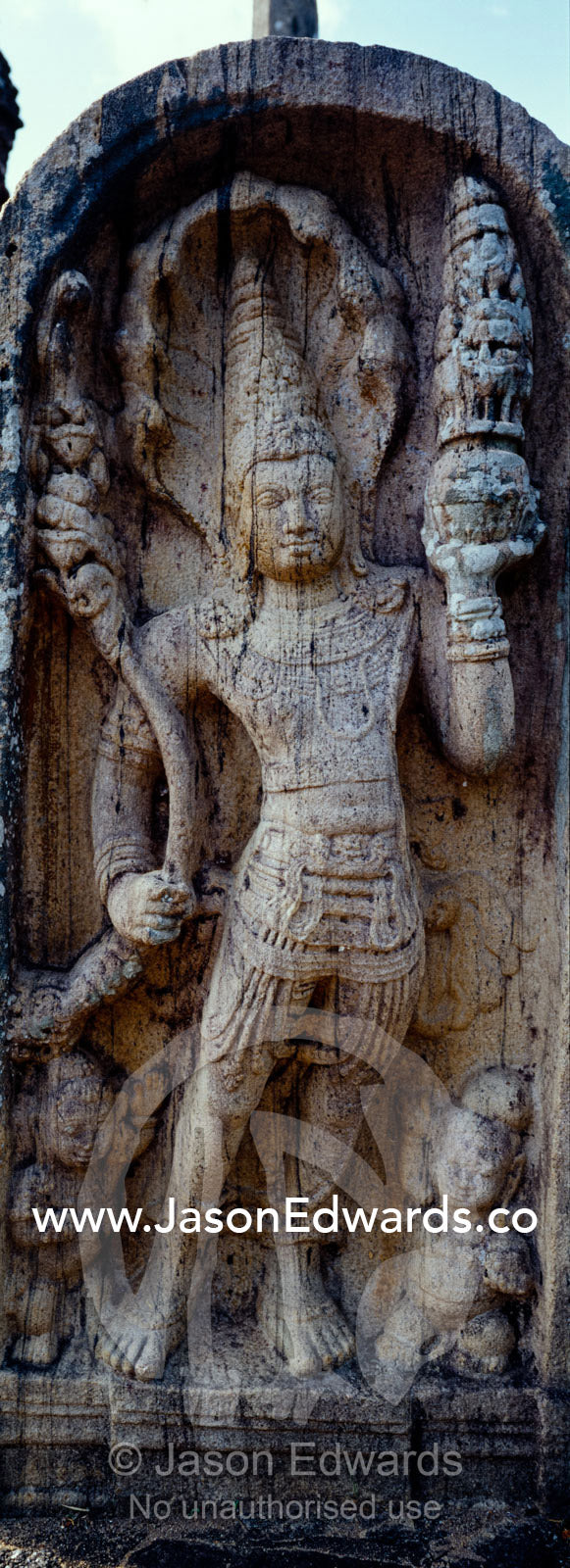A statue at the Vatadage Temple where the Tooth of the Buddha was held Polonnaruwa Ancient City, Sri Lanka.