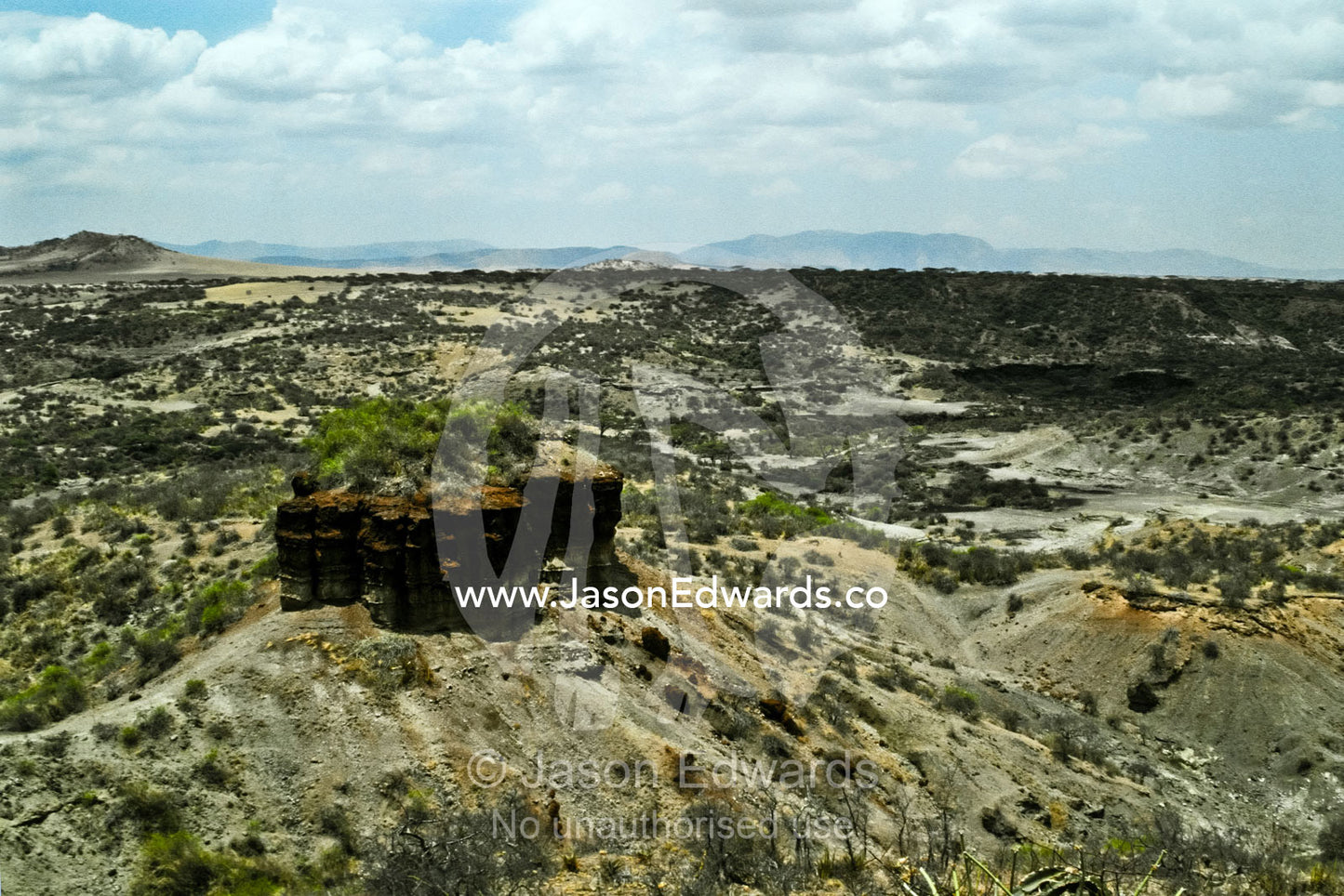 The arid terrain of Olduvai Gorge is known as The Cradle of Mankind. Olduvai Gorge, Tanzania.