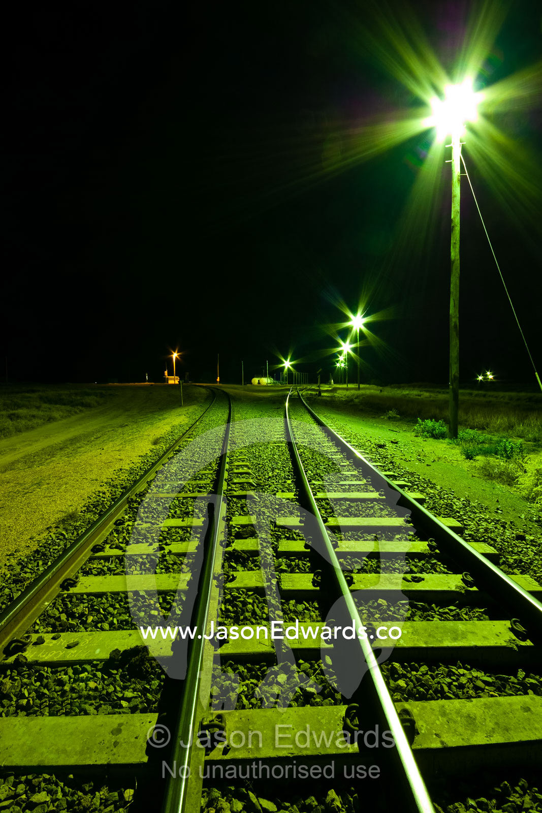 Railway lines cross the outback transporting rural goods to the city. Hughenden, Queensland, Australia