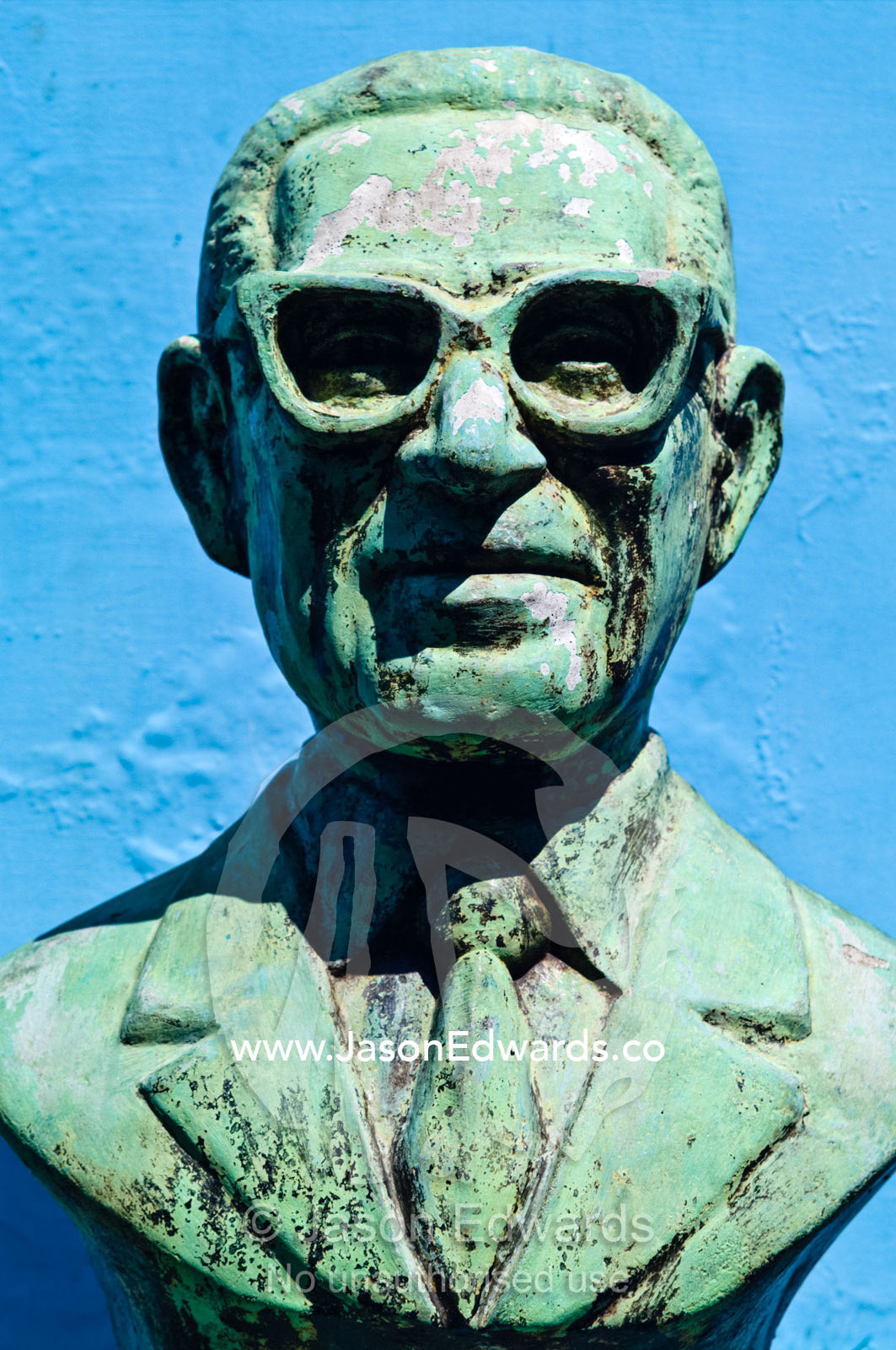 A bust of Penalosa, composer of the 'Caminito' tango. El Caminito, La Boca, Buenos Aires, Argentina.