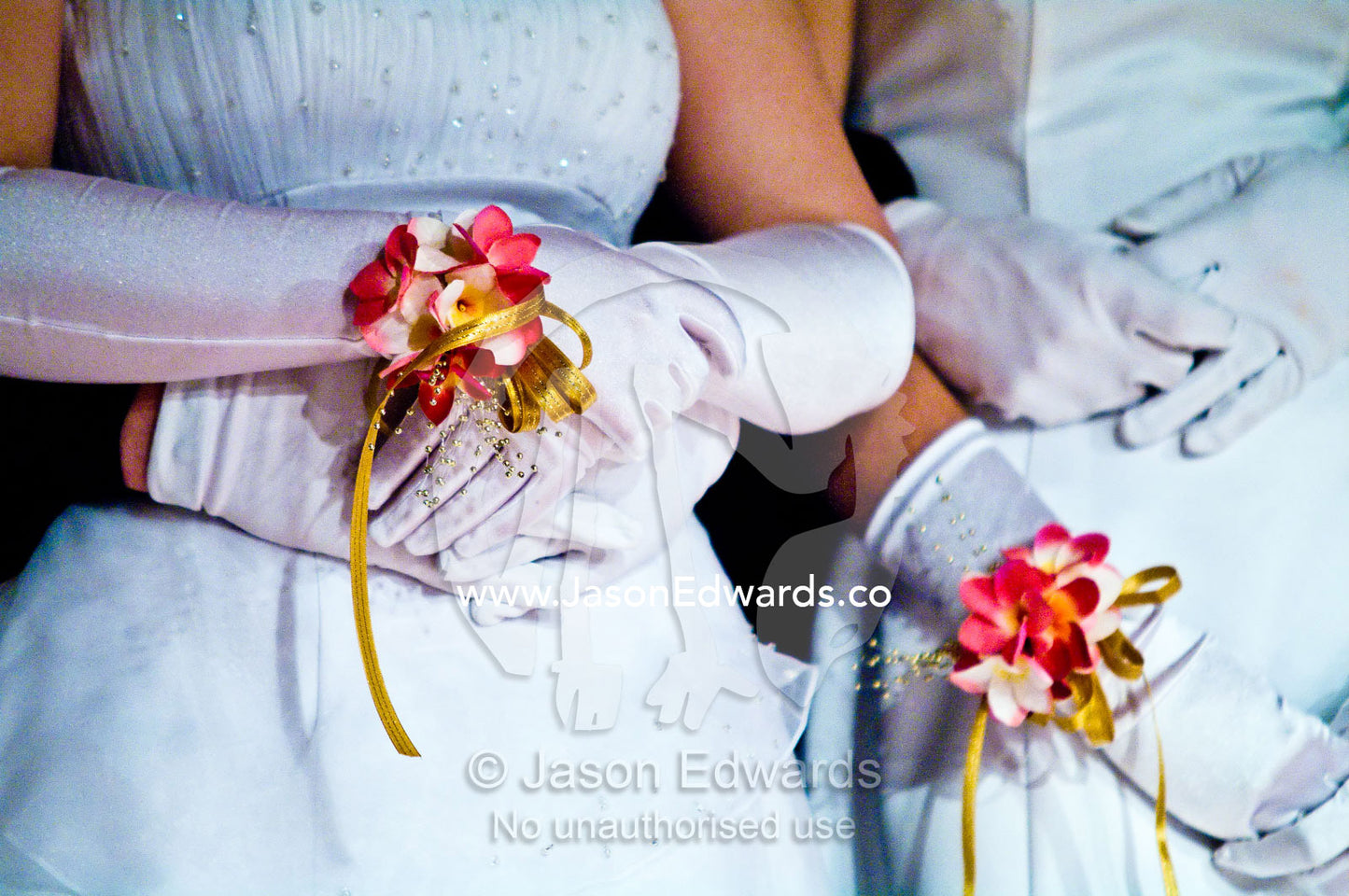 Teenage girls in white dresses on the dance floor at a debutante ball. Melbourne, Victoria, Australia.