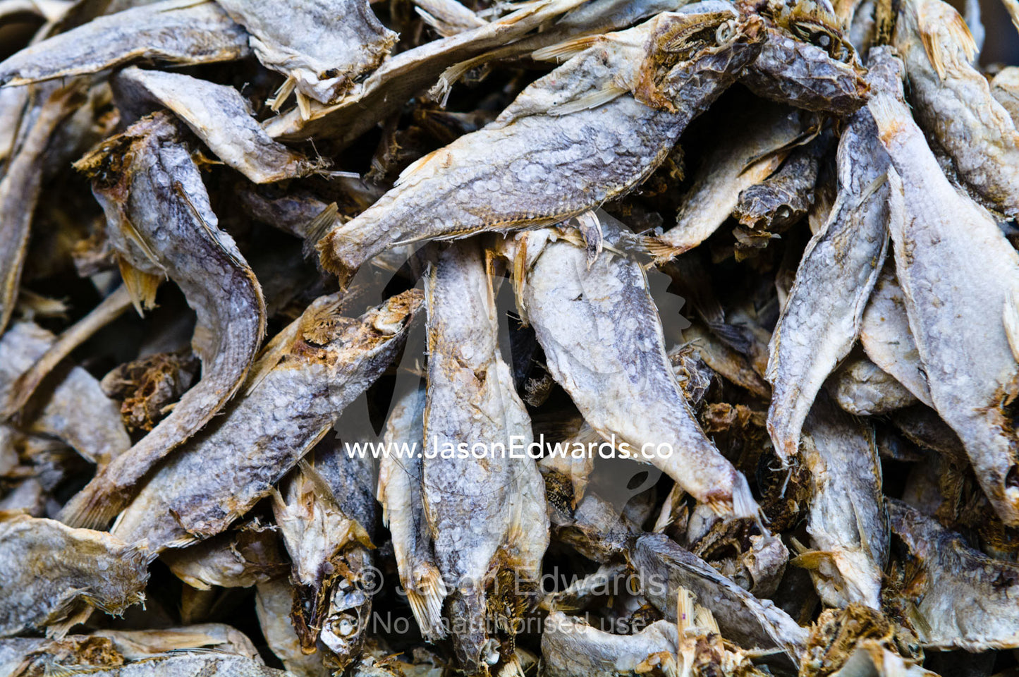 Fresh and healthy dried freshwater fish for sale in a Himalayan farmers market. Thimphu, Thimphu District, Bhutan.