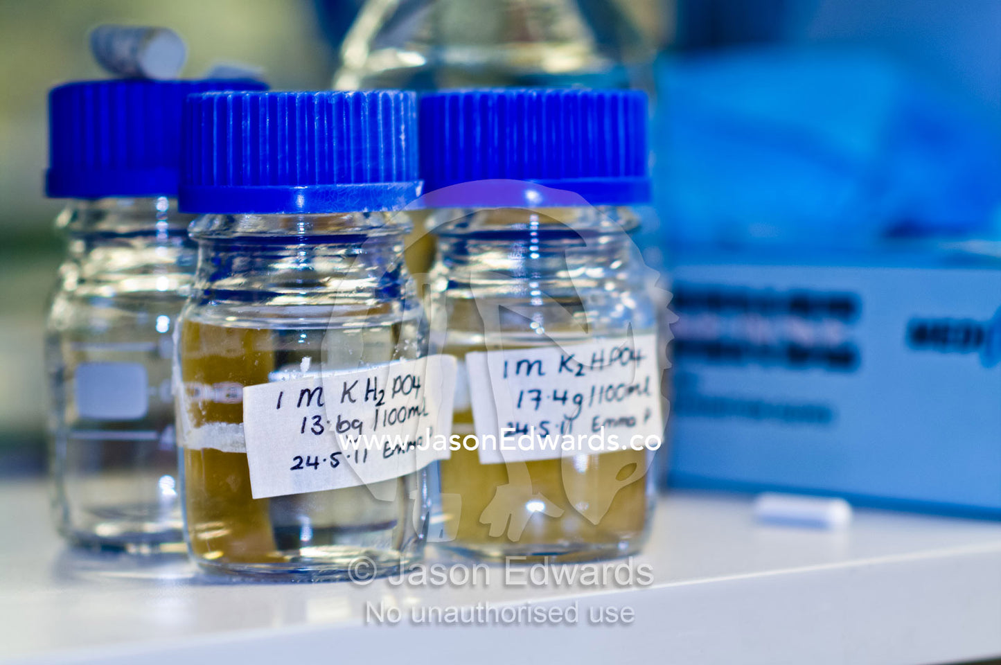 Protein samples kept in buffer solutions to control their conditions. Bio21 Molecular Science and Biotechnology Institute, University of Melbourne, Parkville, Melbourne, Victoria, Australia.