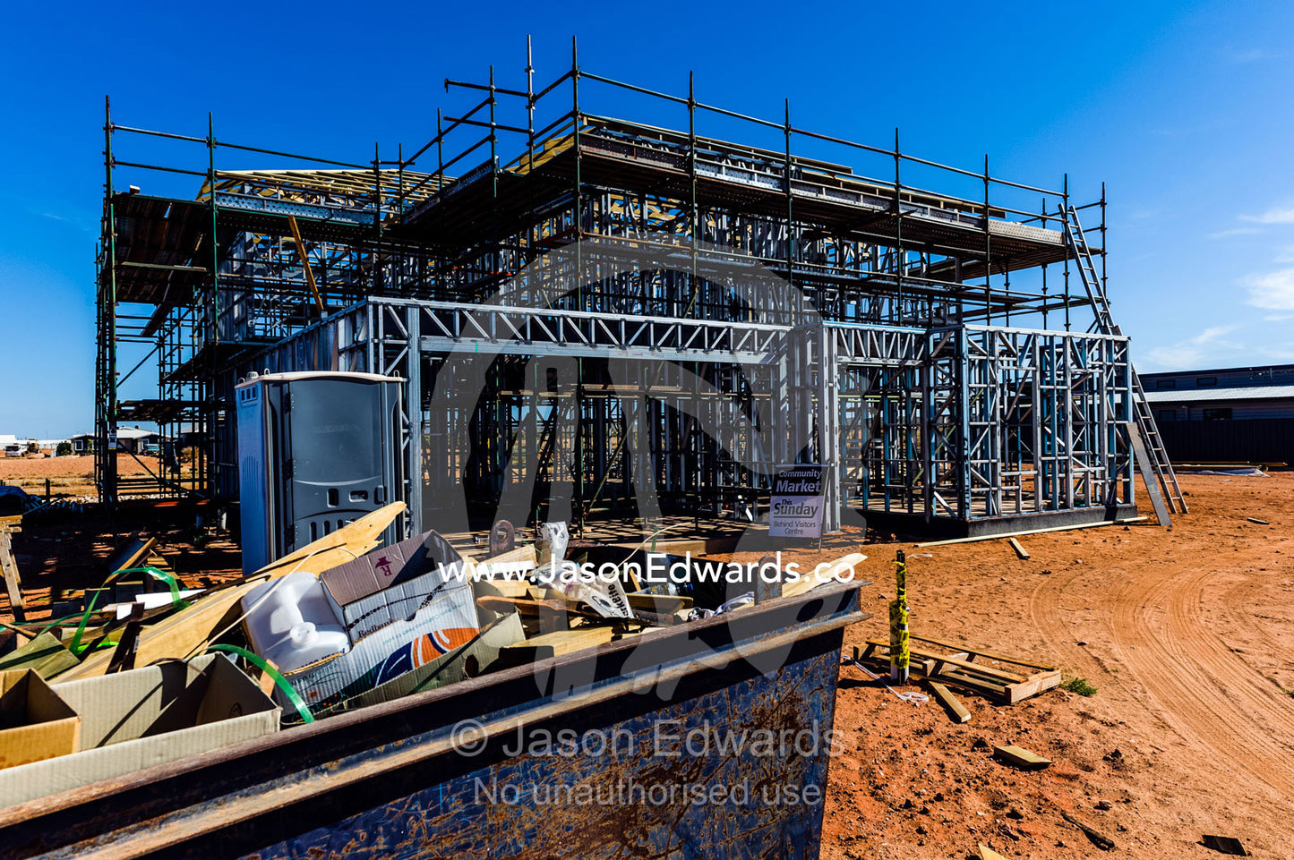 House construction in a new mariner housing estate in a fishing town. Exmouth, Ningaloo Reef, Western Australia, Australia.