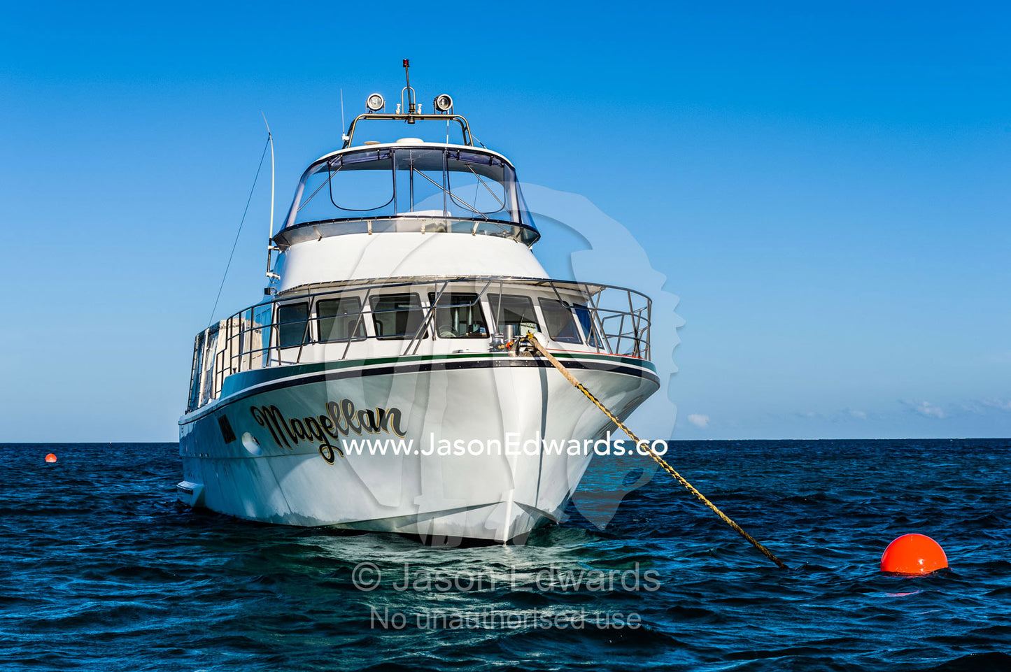 A commercial boat used for fishing charters and whale shark tours. Exmouth, Ningaloo Reef, Ningaloo Marine Park, Western Australia, Australia.