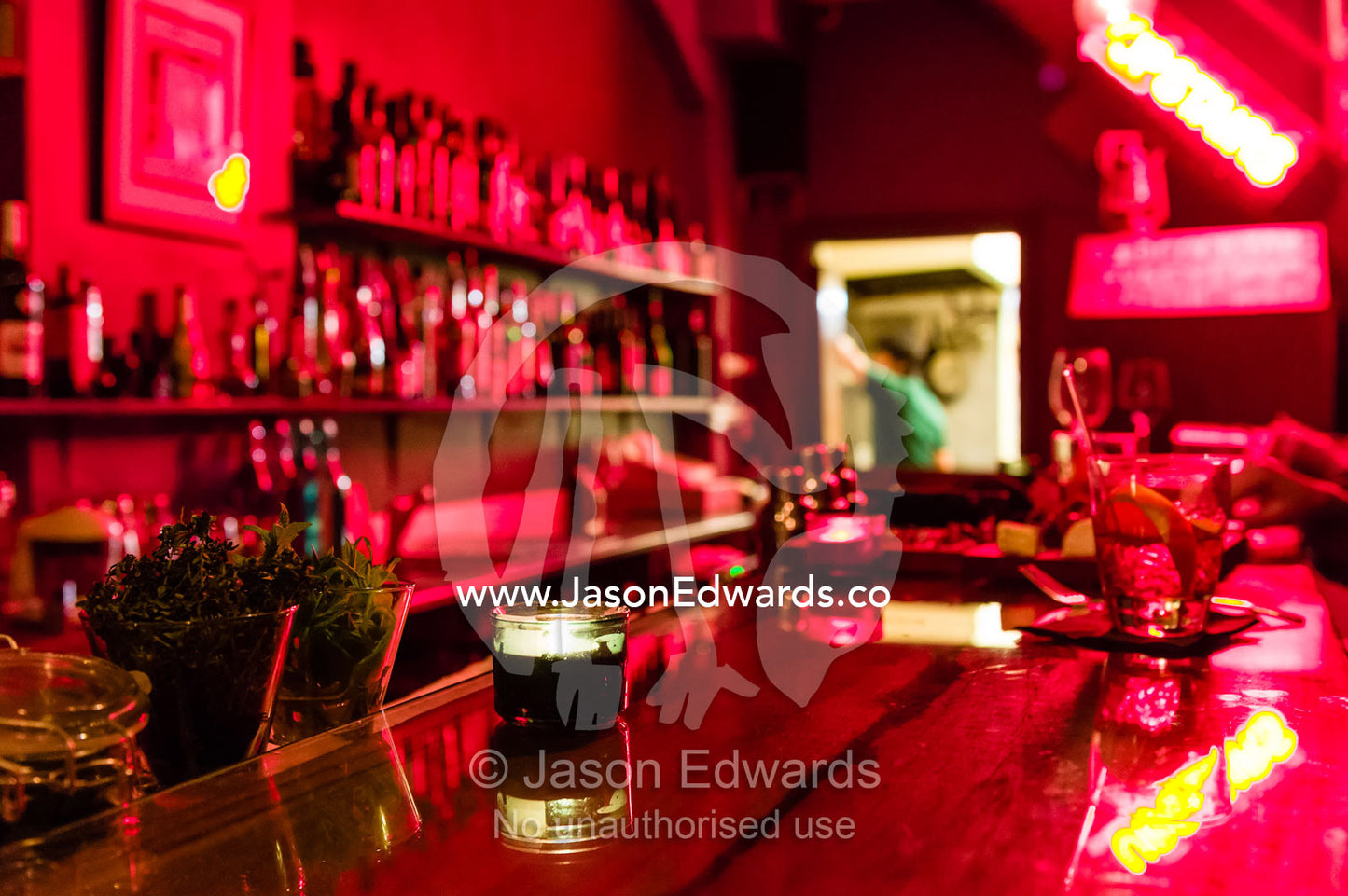 A neon-filled modern and funky bar in inner city Sydney. Darlinghurst, Sydney, New South Wales, Australia.