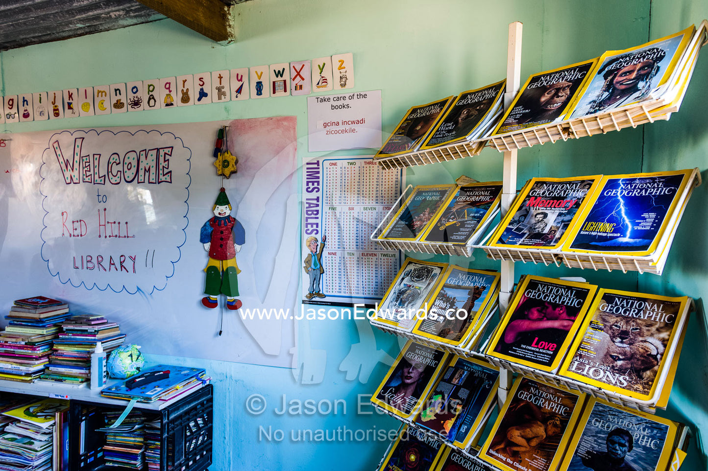 A school library made of scrap metal for displaced African refugees. Red Hill Township and Pre-School, Cape Town, Western Cape, South Africa.