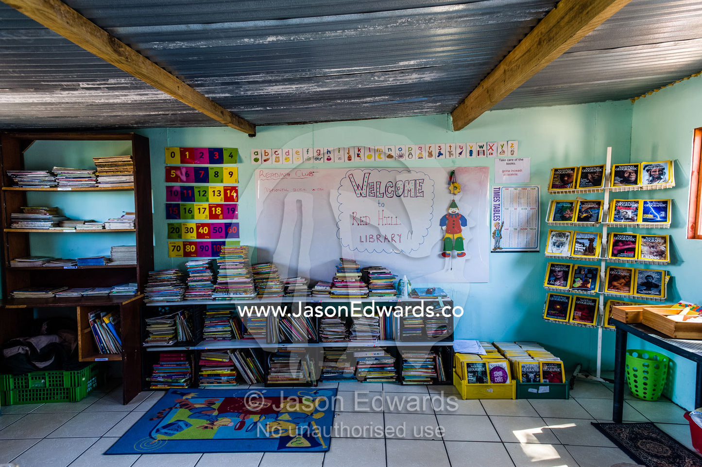 A school library made of scrap metal for displaced African refugees. Red Hill Township and Pre-School, Cape Town, Western Cape, South Africa.
