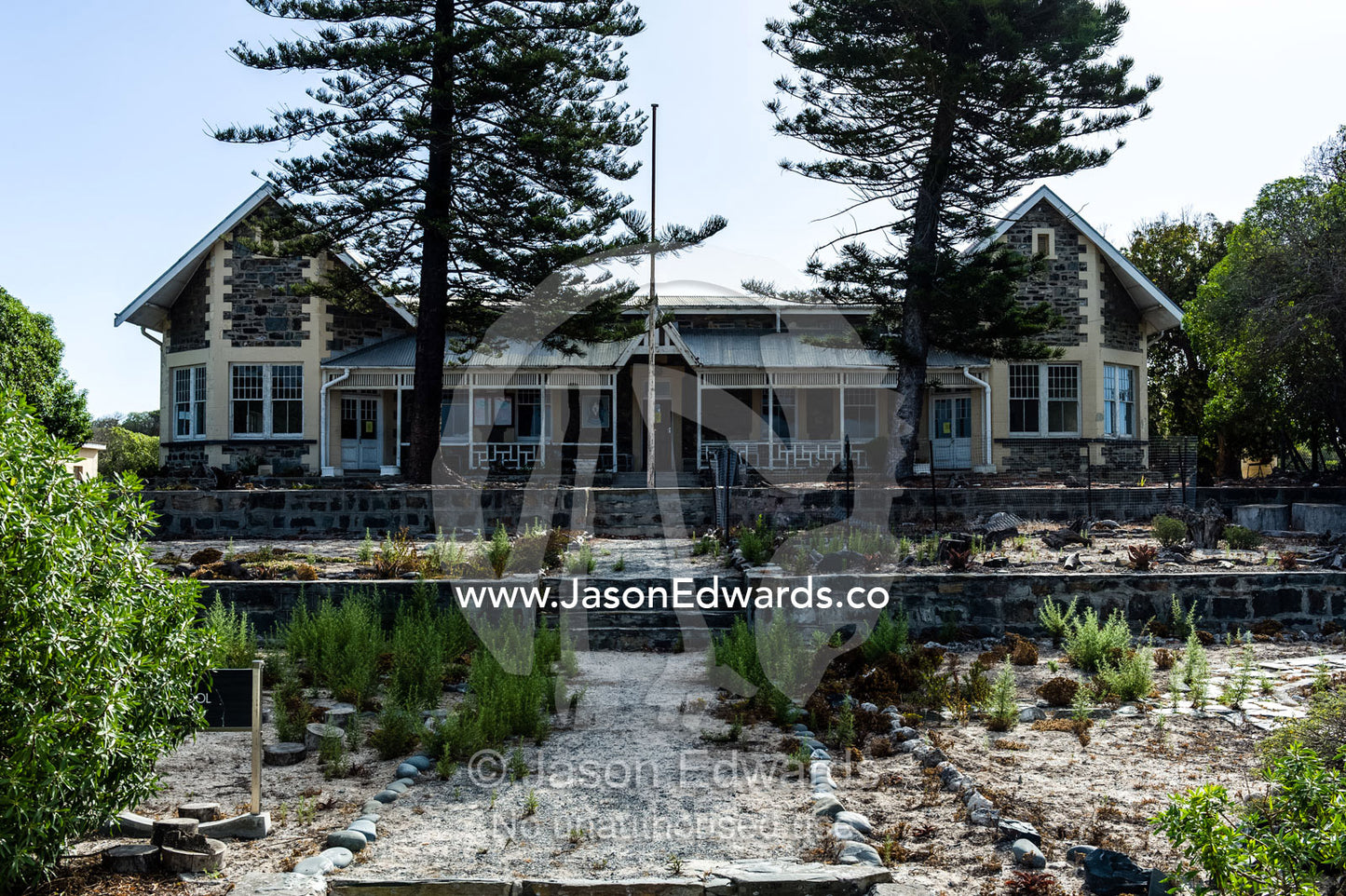 An 1894 Primary School built to educate children living on the island. 1894 Primary School, Robben Island, Cape Town, Bloubergstrand, Table Bay, Western Cape, South Africa.