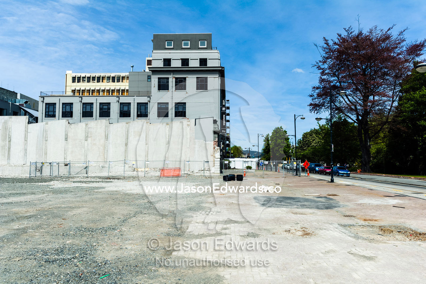 A vacant block of land where a building collapsed and was removed following an earthquake. Christchurch, South Island, New Zealand.