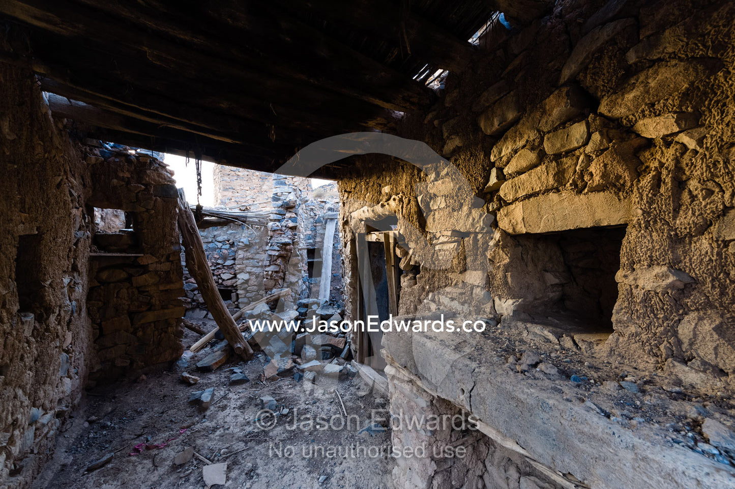 Ancient handmade stone ovens in a home in an abandoned village. Wadi Nakhar, Al Hamra, Ad Dakhiliyah Region, Sultanate of Oman.