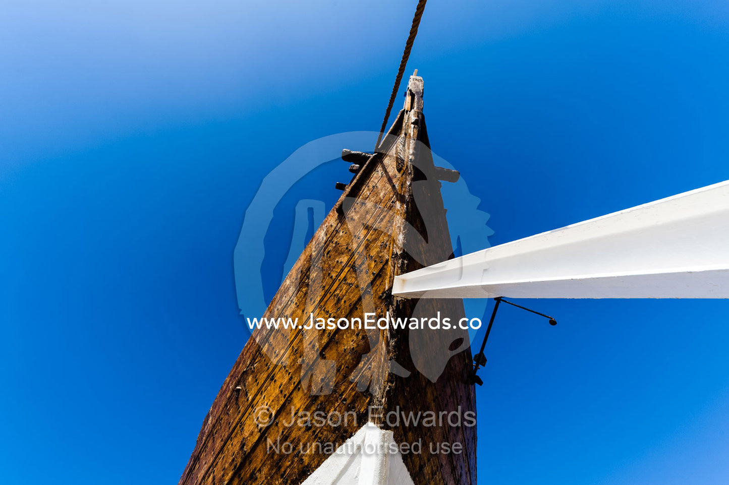 The bow and hull of the Fateh al-Khair, the last surviving dhow of the pre-oil era. Sur, Ash Sharqiyah Region, Gulf of Oman, Sultanate of Oman.