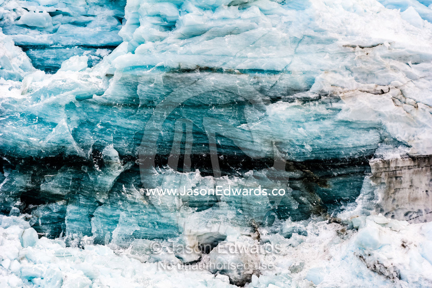 Crushed and tortured ice in the cliff of a glacier fracture zone. Russell Glacier, Greenland Ice Sheet, Qeqqata Municipality, Kangerlussuaq, Greenland.