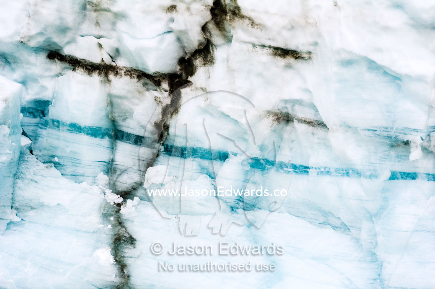 The layering or banding that develops in a glacier during the process of transformation of snow to glacier ice. Russell Glacier, Greenland Ice Sheet, Qeqqata Municipality, Kangerlussuaq, Greenland.