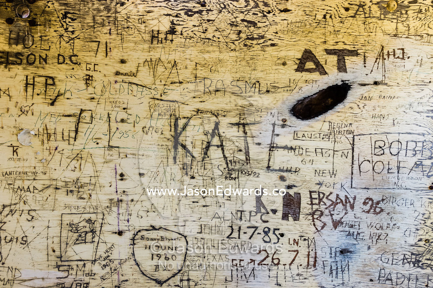 Graffiti in an abandoned field hospital at the base of a glacier where tourist were injured by an ice fall. Russell Glacier, Greenland Ice Sheet, Qeqqata Municipality, Kangerlussuaq, Greenland.