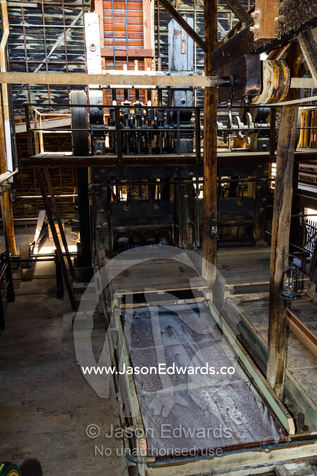 The Stamp Mill of Battery House in a gold mine town museum. Sovereign Hill, Ballarat, Victoria, Australia.