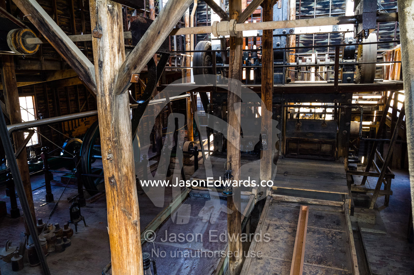 The Stamp Mill of Battery House in a gold mine town museum. Sovereign Hill, Ballarat, Victoria, Australia.