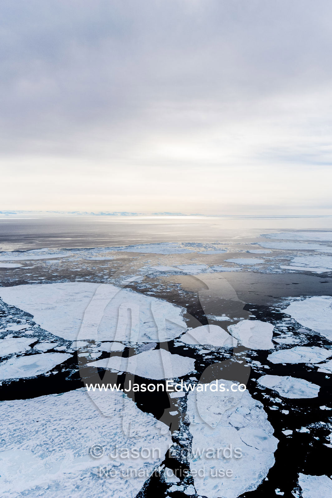 Large plates of sea ice break-up on the open ocean during the Antarctic summer. McMurdo Sound, Ross Sea, Antarctica.