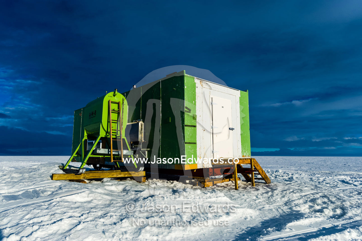 A demountable on the Ross Ice Shelf used during survival training courses. Windless Bight, Ross Ice Shelf, Ross Island, Antarctica.