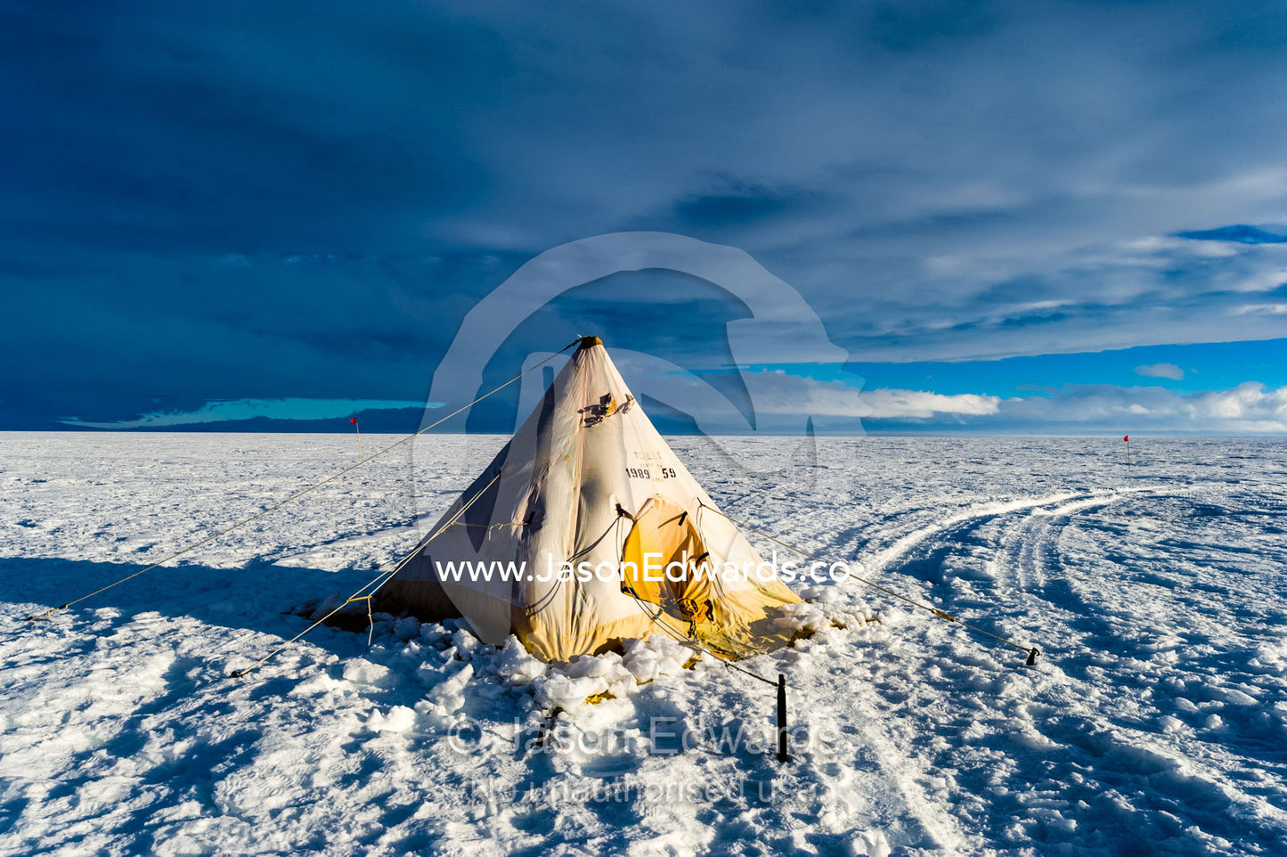 A toilet tent on the Ross Ice Shelf during a survival training course. Windless Bight, Ross Ice Shelf, Ross Island, Antarctica.