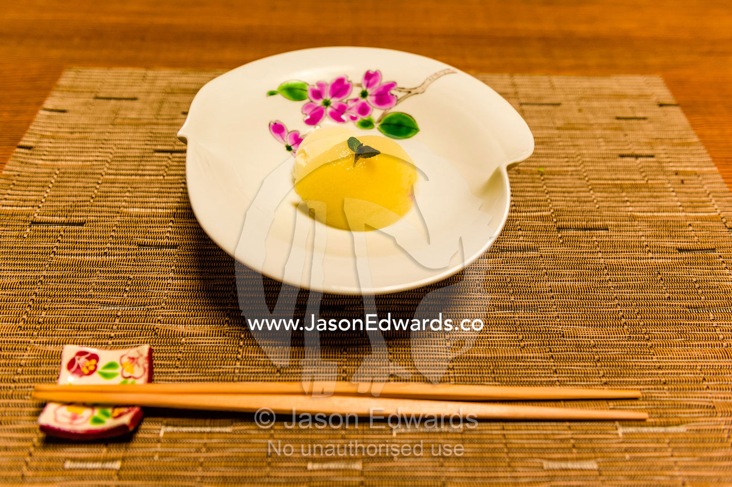 A desert dish served at served at Kaiseki, a traditional multi-course Japanese dinner. Unryu Onsen, Izu Peninsula, Shizuoka Prefecture, Japan.