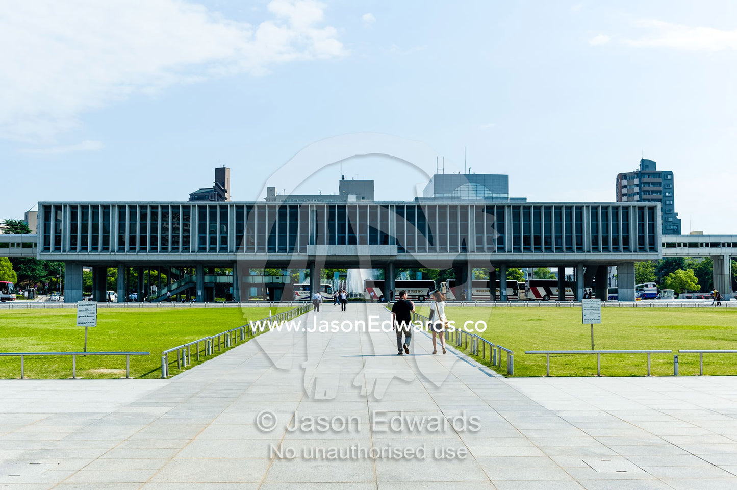 The Hiroshima Peace Memorial Museum is dedicated to educating visitors and tourists about the atomic bomb and it's affect on people. Hiroshima Peace Memorial Museum, Hiroshima Peace Memorial Park, Hiroshima, Honshu Island, Japan.