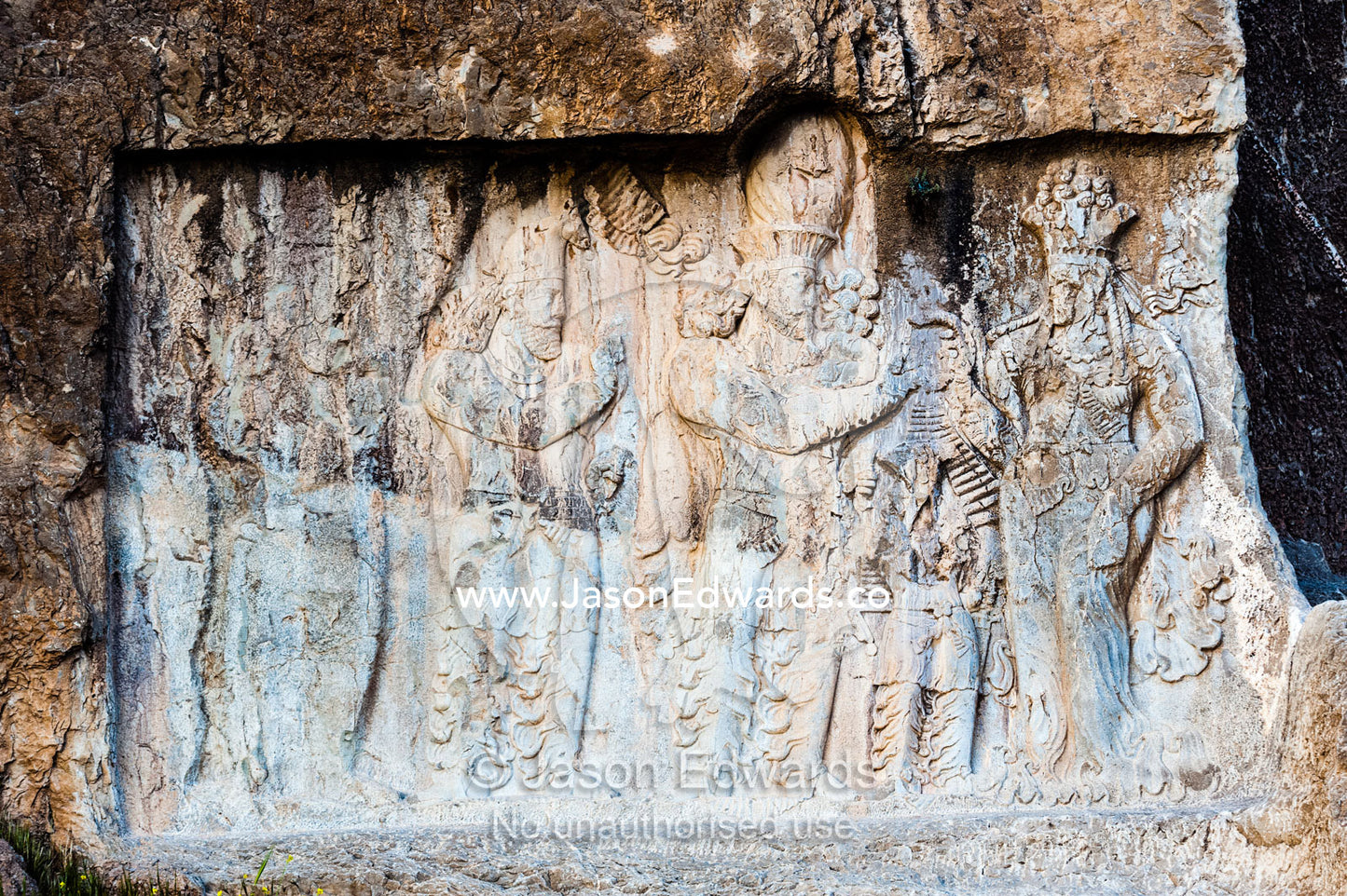 A carving of the Coronation of King nersi at the archeological site of Naqsh-e Rustam also known as the Necropolis. Tombs of the Kings, Naqsh-e Rustam, Fars Province, Islamic Republic of Iran.