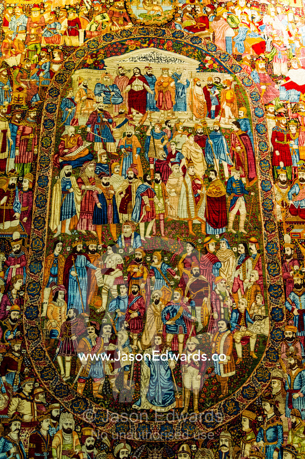 Fragile and highly detailed Persian carpets on display in a museum. The Carpet Museum of Iran, Tehran, Tehran Province, Islamic Republic of Iran.