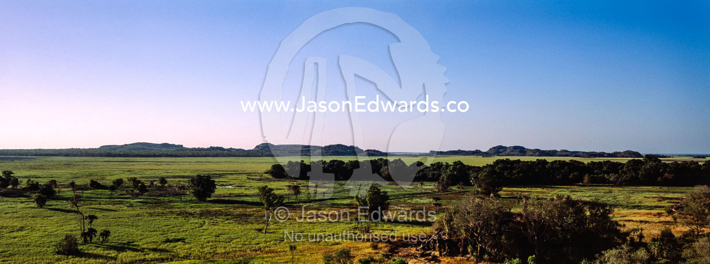 A vast lush floodplain at the height of the Top End, dry season. Ubirr, Nadab floodplain, Kakadu National Park, Northern Territory, Australia.