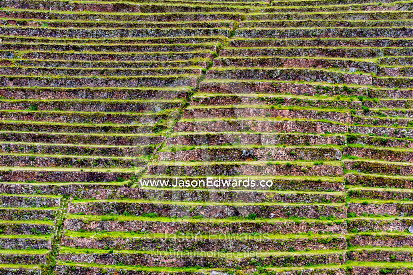 The Inca constructed agricultural terraces on the steep hillside. Pisac, Peru.