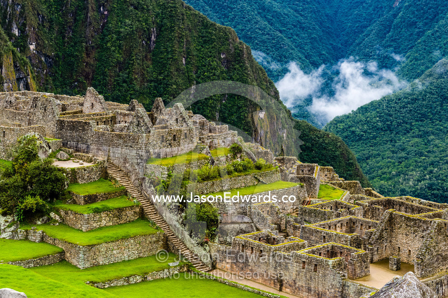 The ancient Inca ruins at the base of Huayna Picchu in the Andes. Peru.