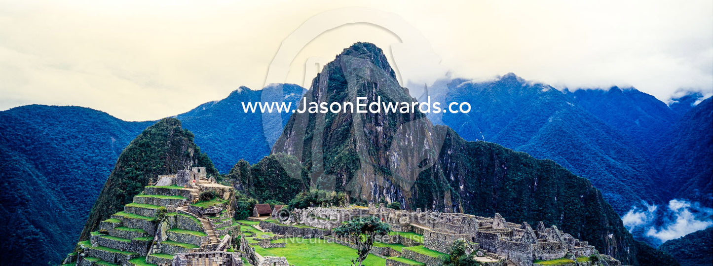 The ancient Inca ruins at the base of Huayna Picchu in the Andes. Peru.
