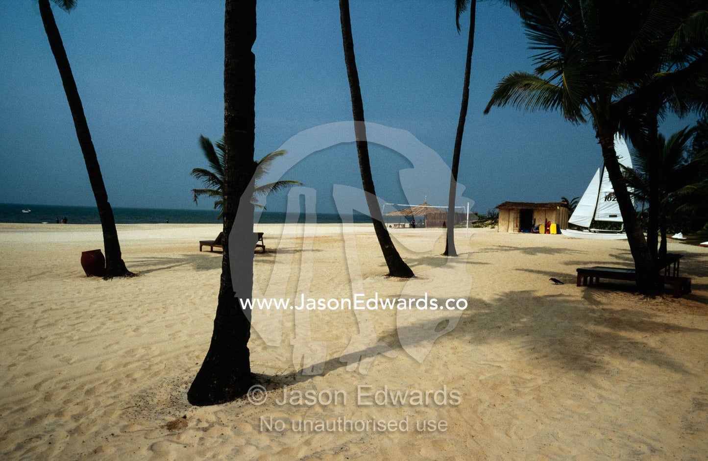 An idyllic beach scene on the coast of Goa. Goa, India.