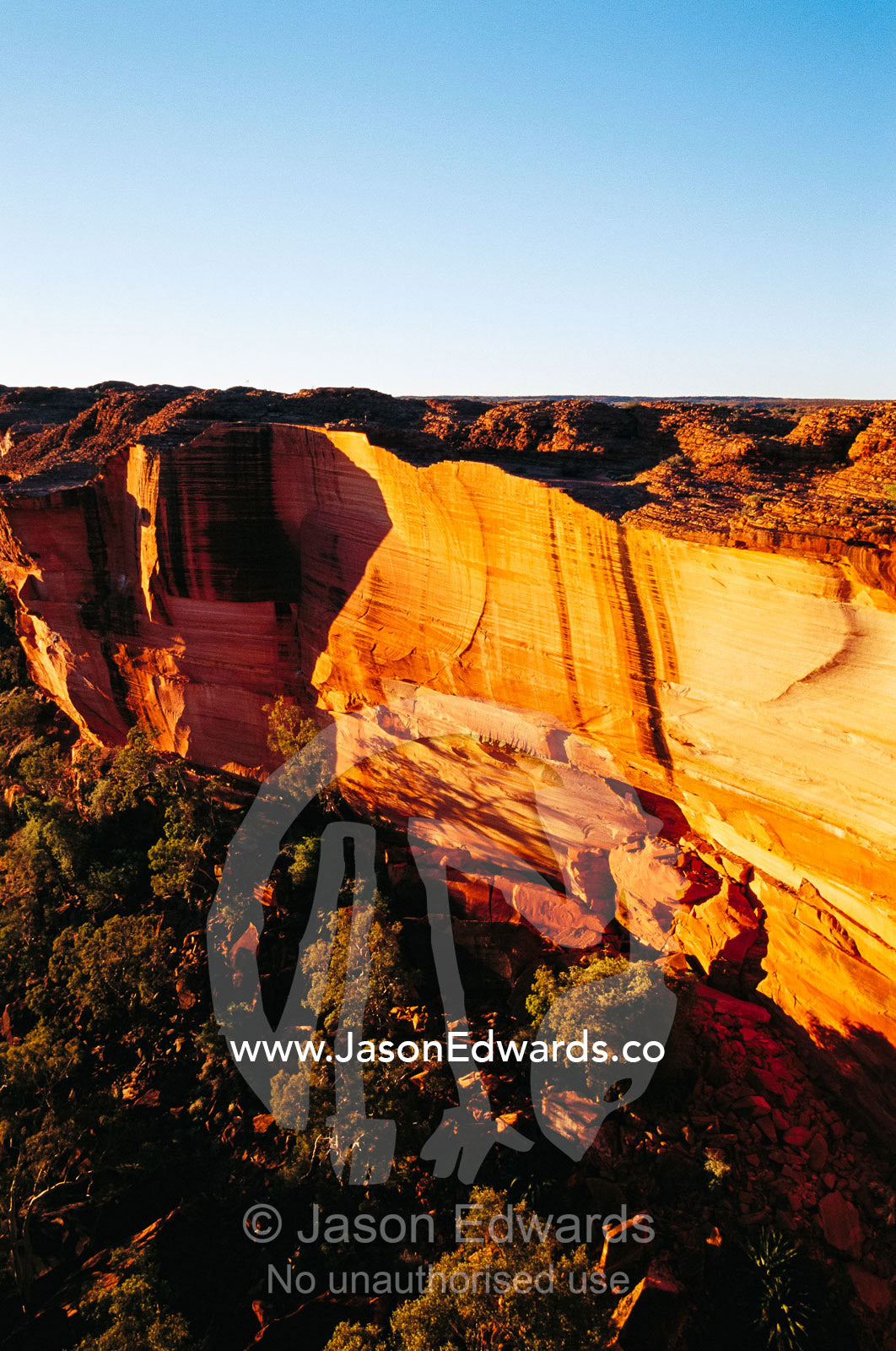 Sandstone gorge at Kings Canyon at sunset. Kings Canyon, Watarrka National Park, Northern Territory, Australia.