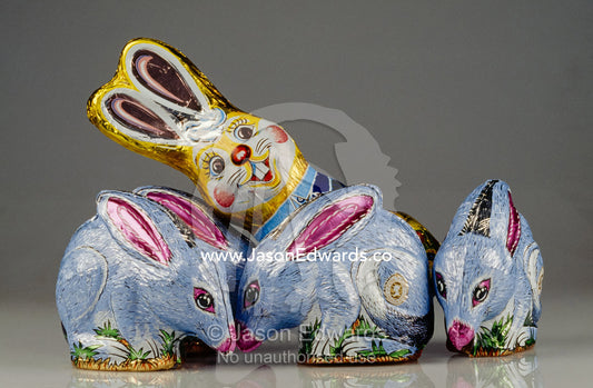 Australian chocolate Easter bunny and bilbies. Oakley, Victoria, Australia.