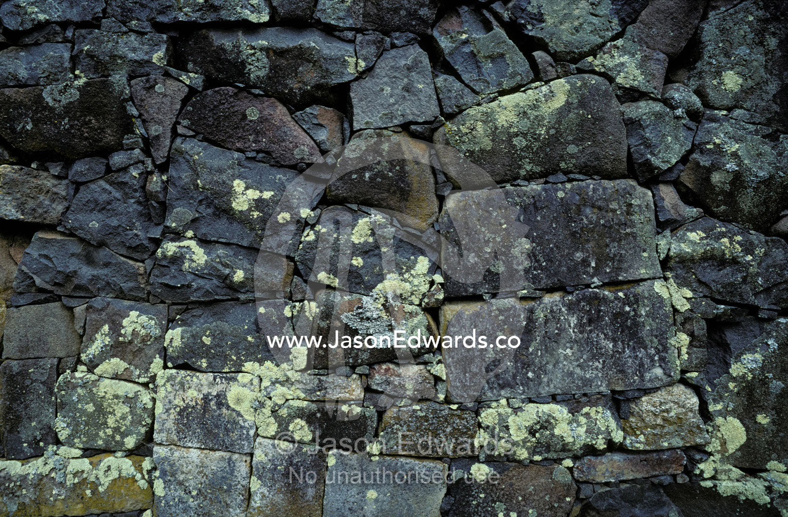 An antique granite wall constructed by convicts whilst in prison. Port Arthur Penal Settlement Tasmania Australia.