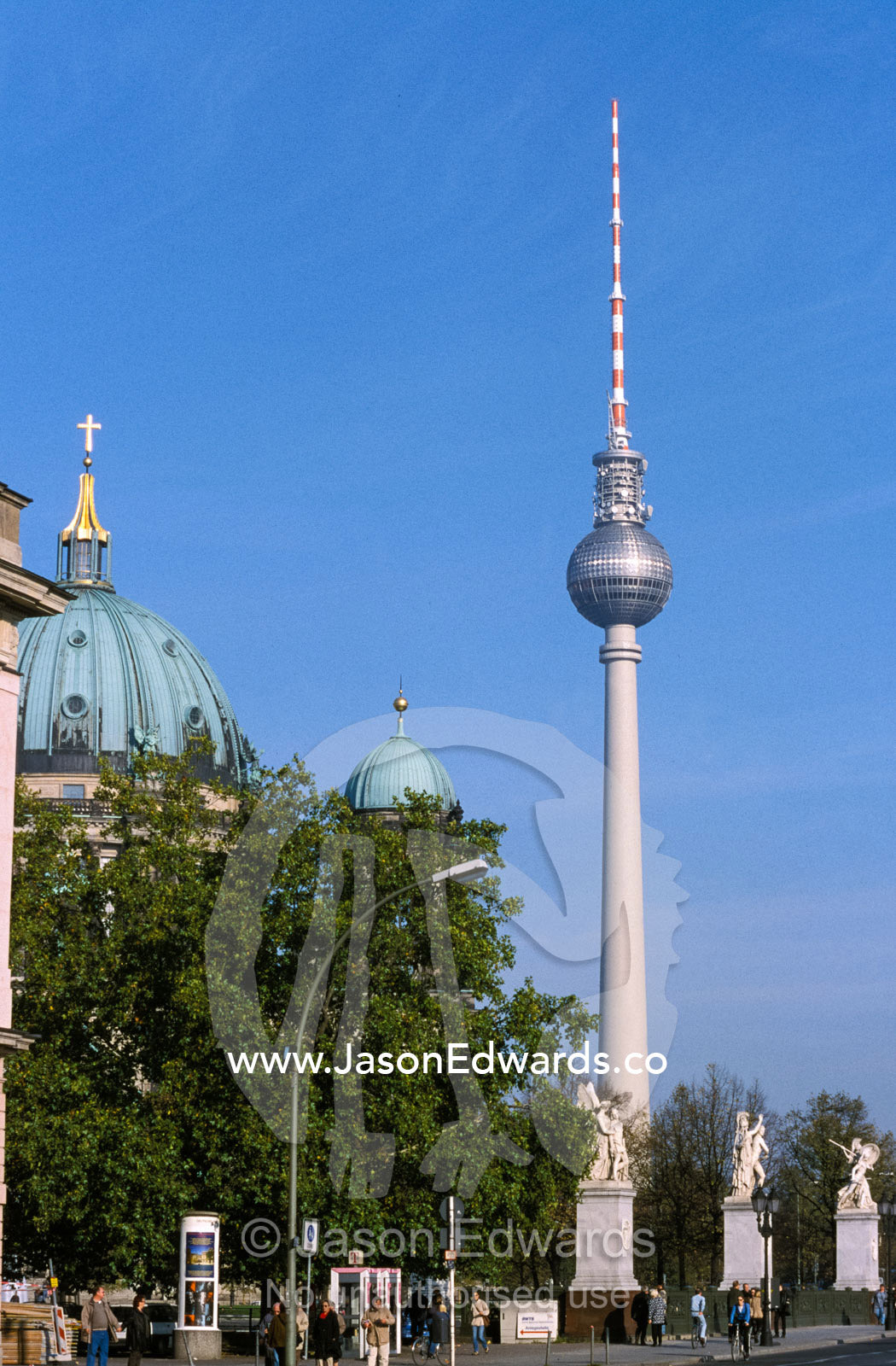 The second tallest radio tower in Europe looms over Berlin. Berlin, Brandenburg, Germany.