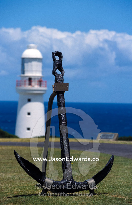 The anchor of the ship wrecked Eric the Red marks a memorial site. Cape Otway National Park, Victoria, Australia.