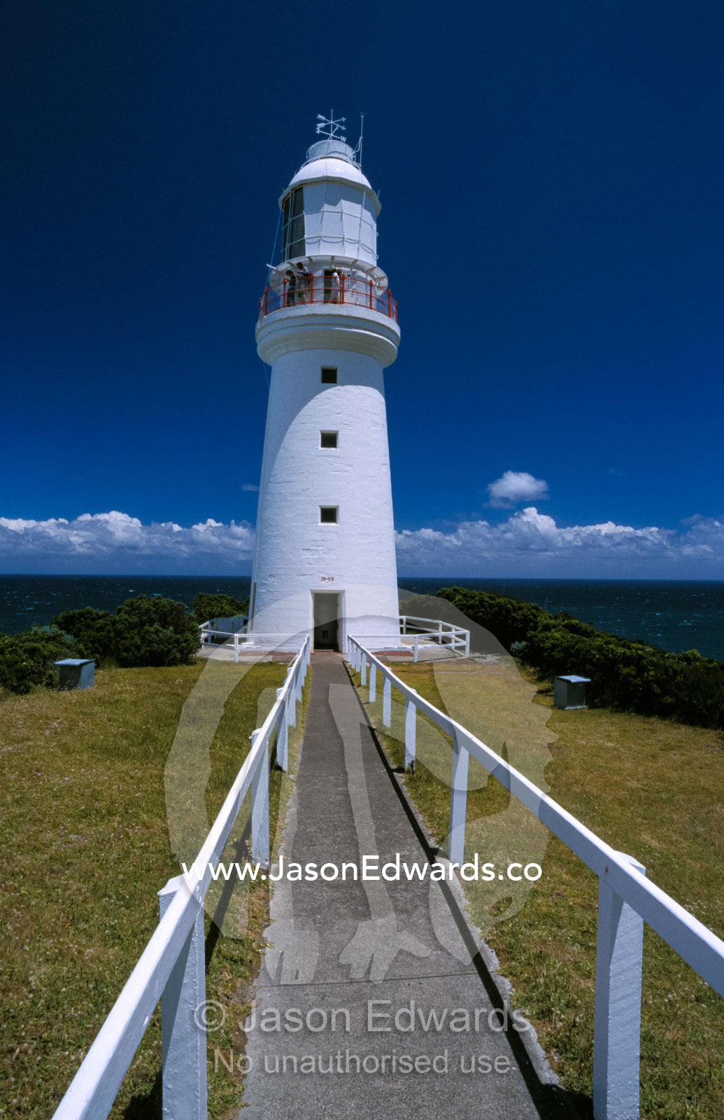 Constructed in 1848 the Cape Otway Lighthouse  faces Bass Straight. Cape Otway National Park Victoria Australia.