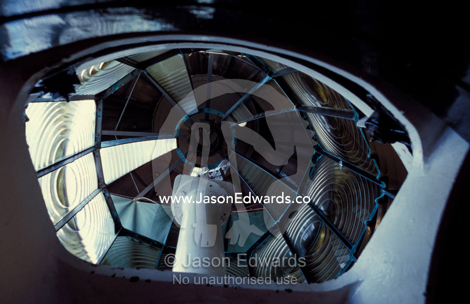 The lamp and glass elements of the Cape Otway Lighthouse built 1848. Cape Otway National Park Victoria Australia.