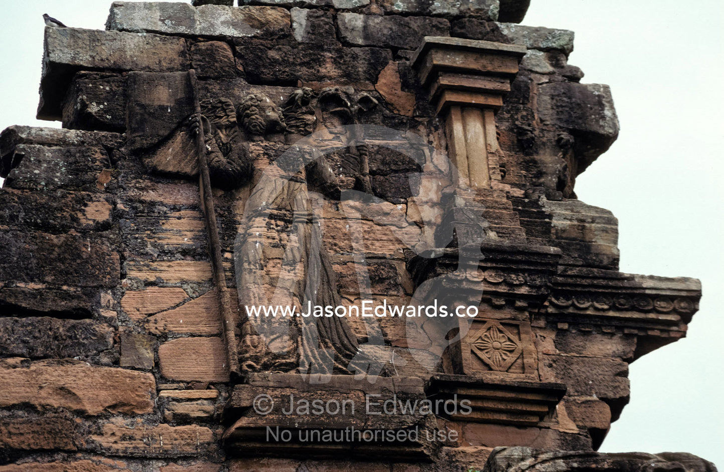 Amazonian Guarani Indian ruins of a stone church chapel facade. San Ignacio Minor, Missiones, Province Argentina, Moreno