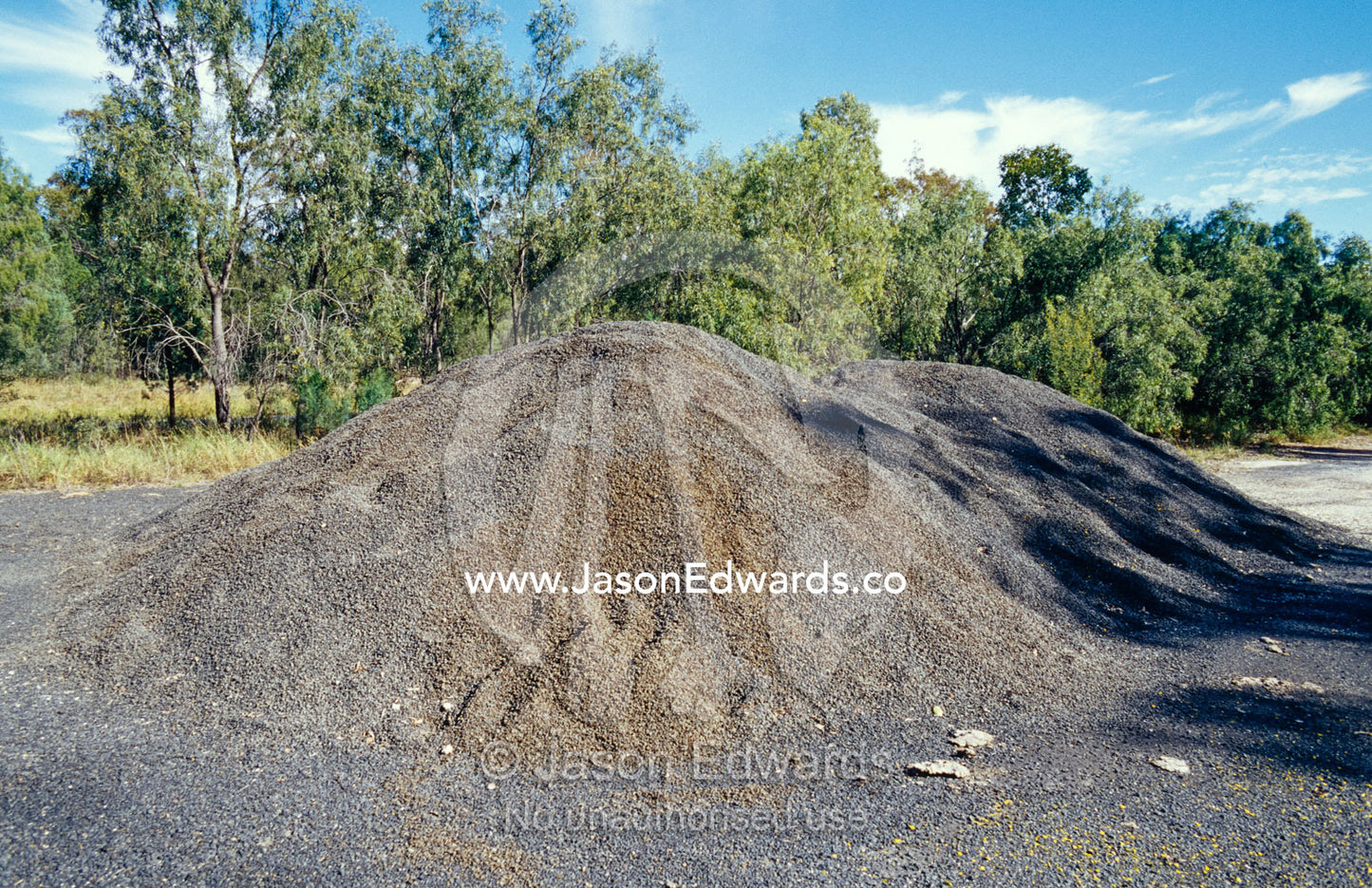 A mound of gravel for road construction. Near Miles, Queensland, Australia.