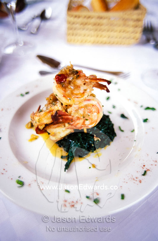 Fine dining on bone china at a five star African restaurant. Kampala, Uganda.