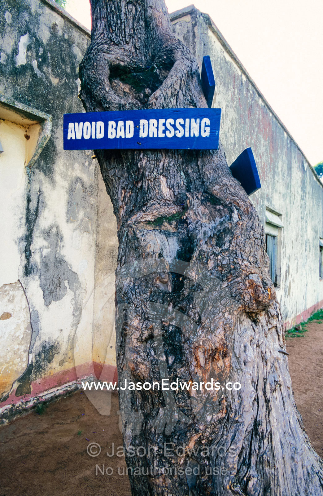 HIV AIDS warning graphics attached to trees in a school playground. Tororo Prison School, Tororo District, Uganda.