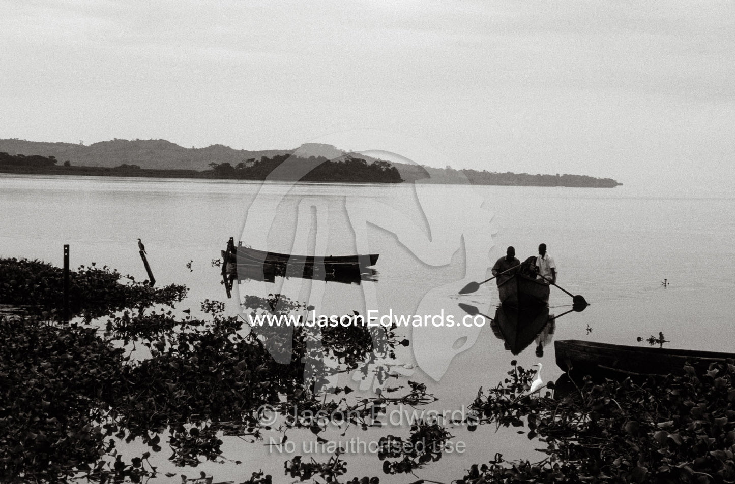Fishermen return to the shore of Lake Victoria from a night's fishing. Kampala, Lake Victoria, Uganda.