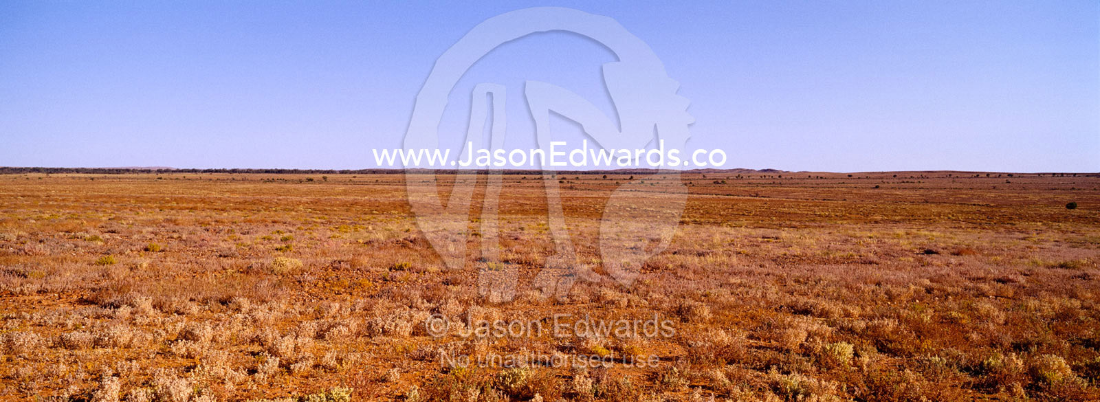 Afternoon over the vast and featureless desert plain near Broken Hill. near Broken Hill, New South Wales, Australia.
